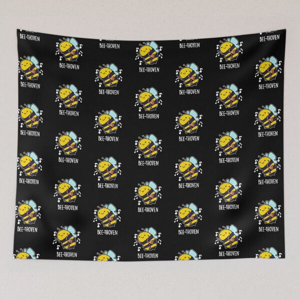 Item preview, Bee-thoven Funny Music Bee Puns (Dark BG) designed and sold by punnybone.