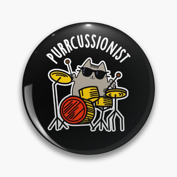 Item preview, Purr-cussionist Funny Drummer Cat Puns (Dark BG) designed and sold by punnybone.