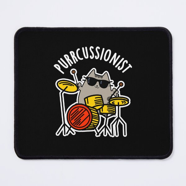 Item preview, Purr-cussionist Funny Drummer Cat Puns (Dark BG) designed and sold by punnybone.