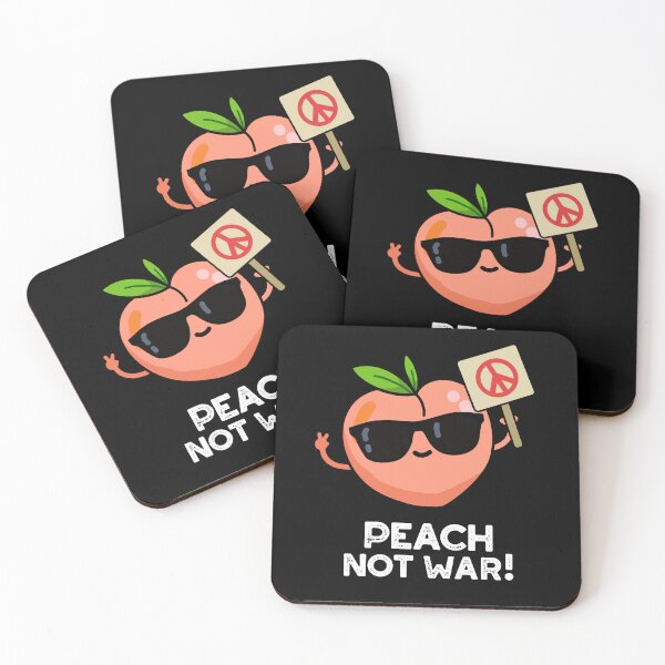 Item preview, Peach Not War Funny Fruit Puns (Dark BG) designed and sold by punnybone.