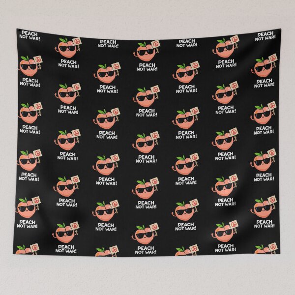 Item preview, Peach Not War Funny Fruit Puns (Dark BG) designed and sold by punnybone.