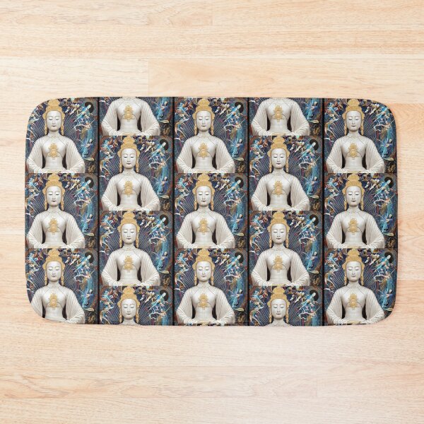 Item preview, Abstract Wall Mural Thangka Empress, White Jade Buddha Guan Yin Goddess Portrait Sun Flower Motif (Buddhism Tibetan Style, Color Square Tiles) designed and sold by Digital-Davinci.