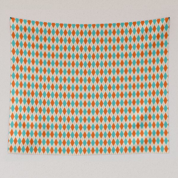 Item preview, Tropical Aqua and Orange Classic Argyle All-Over Pattern designed and sold by Candice Davis.