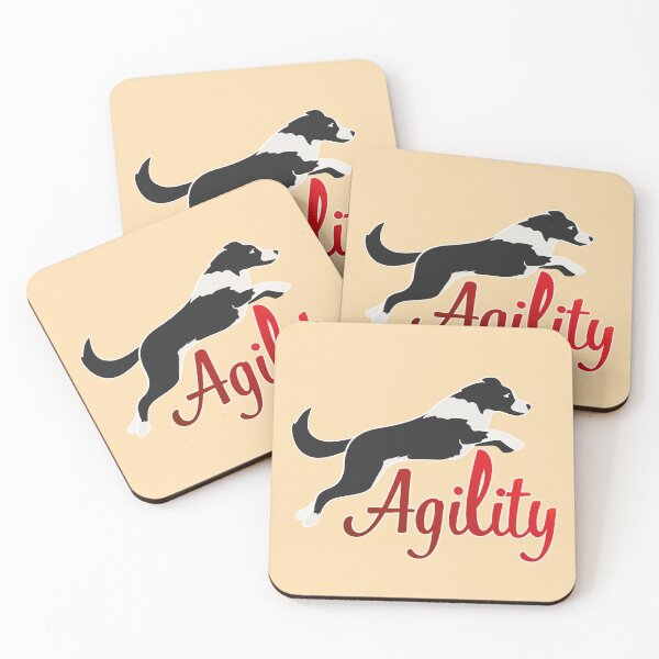 Item preview, black and white border collie jumping and agility in red designed and sold by PausePapote.
