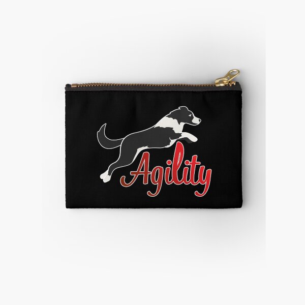 Aperçu de l'œuvre Border collie noir et blanc qui saute et agility en rouge créée et vendue par PausePapote.