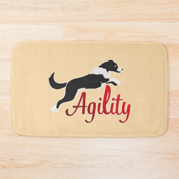 Item preview, black and white border collie jumping and agility in red designed and sold by PausePapote.