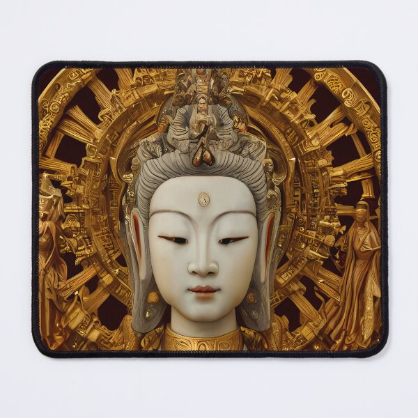 Item preview, Bronze Stone Marble Statue of Empress Buddha Guan Yin Goddess (Buddhism Tibetan Style, Color Square Tiles) designed and sold by Digital-Davinci.