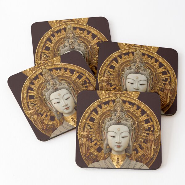 Item preview, Bronze Stone Marble Statue of Empress Buddha Guan Yin Goddess (Buddhism Tibetan Style, Color Square Tiles) designed and sold by Digital-Davinci.
