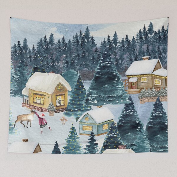 Item preview, Winter sight of a mountain village designed and sold by BRACALIA.