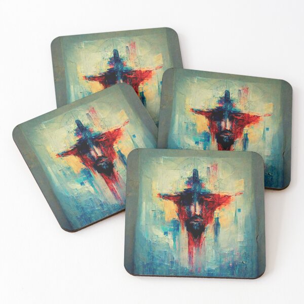 Item preview, Jesus face on cross abstract painting  designed and sold by nightspeed.