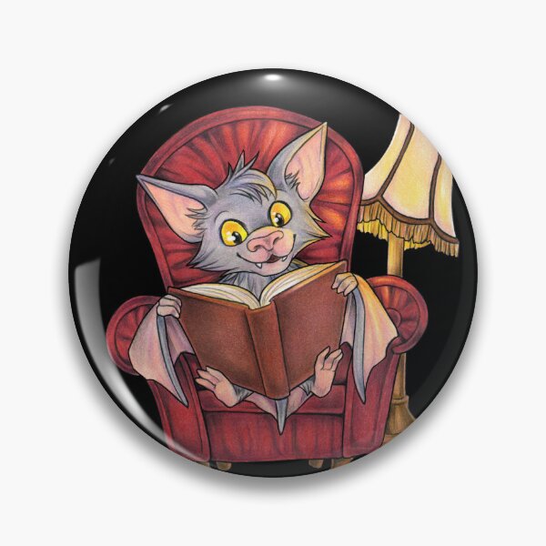 Item preview, Cute reading bat with book in armchair designed and sold by ZadzeneaArt.