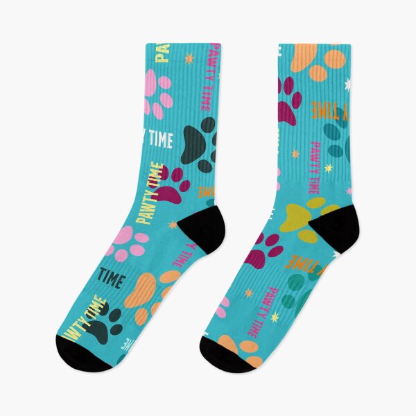 Item preview, pawty time – paw prints on blue seamless repeat pattern designed and sold by colorofmagic.