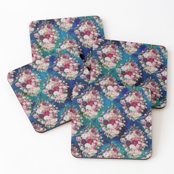 Item preview, Flowers in a diamond floral pattern, decorative pattern, modern design, flowers repeat pattern, blue turquoise floral   designed and sold by ZeinabTaha.