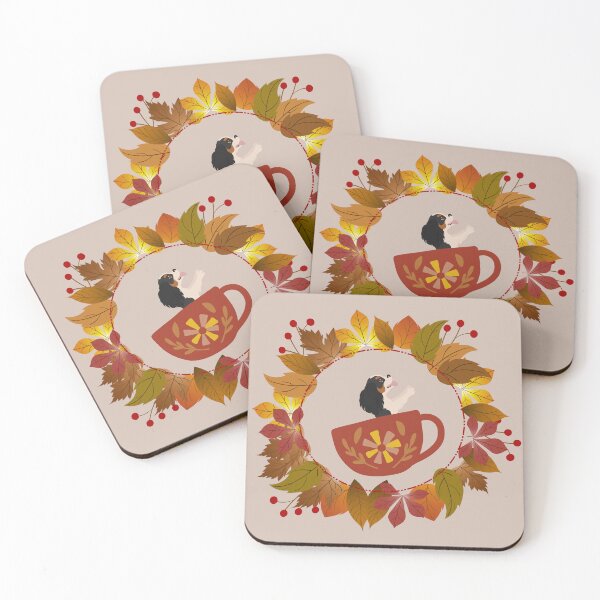 Item preview, Tricolour Cavalier King Charles Spaniel in Mug and Autumn Leaf Circle designed and sold by SeasonalDogs.