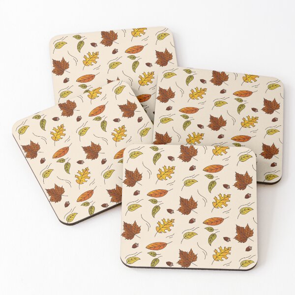 Item preview, Simple autumn leaves falling acorns orange yellow green minimal cartoon maple tree designed and sold by AlmightyClaire.