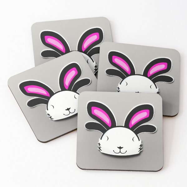 Item preview, Rabbit Bunny with Hot Pink Ears with Grey Gradient Background,  Abstract Comic Style Motif Pattern  (anime cartoon style,  wallpaper tile) designed and sold by Digital-Davinci.