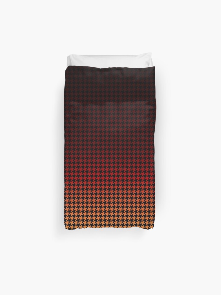 Black Red And Gold Sunset Houndstooth Check Pattern Duvet Cover