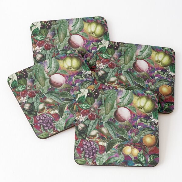 Item preview, Trendy exotic citrus tropical floral leaves and fruits tropical pattern, botanical illustration, multicoloured red floral illustration designed and sold by ZeinabTaha.