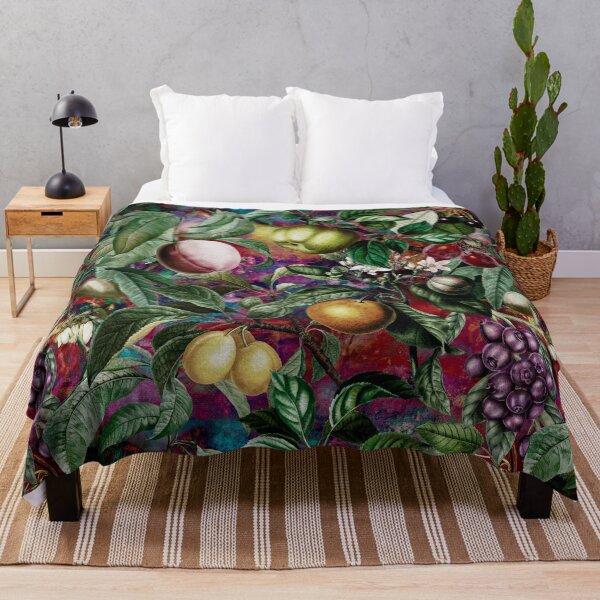 Item preview, Trendy exotic citrus tropical floral leaves and fruits tropical pattern, botanical illustration, multicoloured red floral illustration designed and sold by ZeinabTaha.