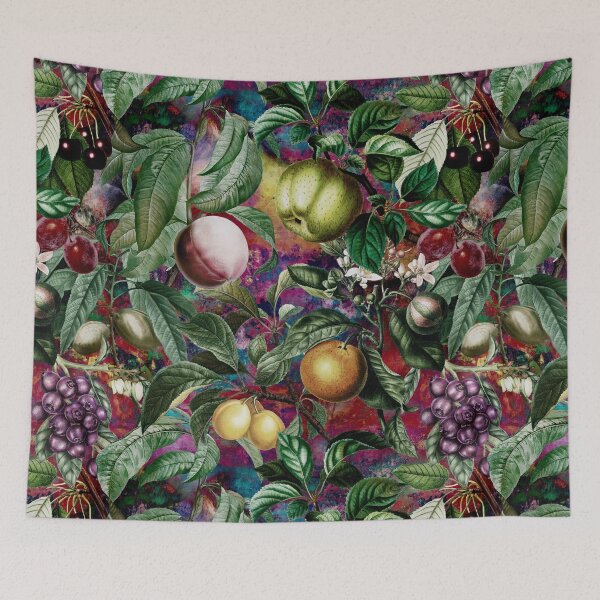 Item preview, Trendy exotic citrus tropical floral leaves and fruits tropical pattern, botanical illustration, multicoloured red floral illustration designed and sold by ZeinabTaha.