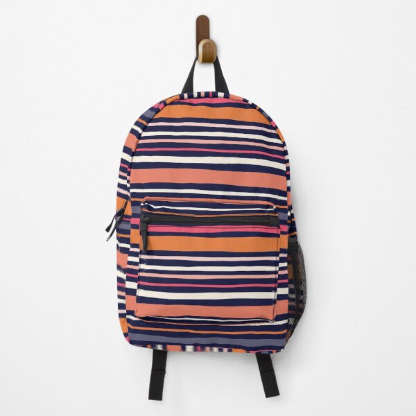 Item preview, Tangerine Halloween Horizontal Stripe in Pink, Orange, Cream and Navy designed and sold by Natalie du Plessis.