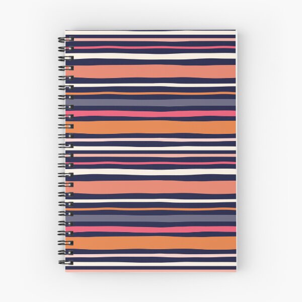 Item preview, Tangerine Halloween Horizontal Stripe in Pink, Orange, Cream and Navy designed and sold by Natalie du Plessis.