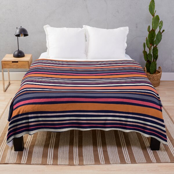 Item preview, Tangerine Halloween Horizontal Stripe in Pink, Orange, Cream and Navy designed and sold by Natalie du Plessis.