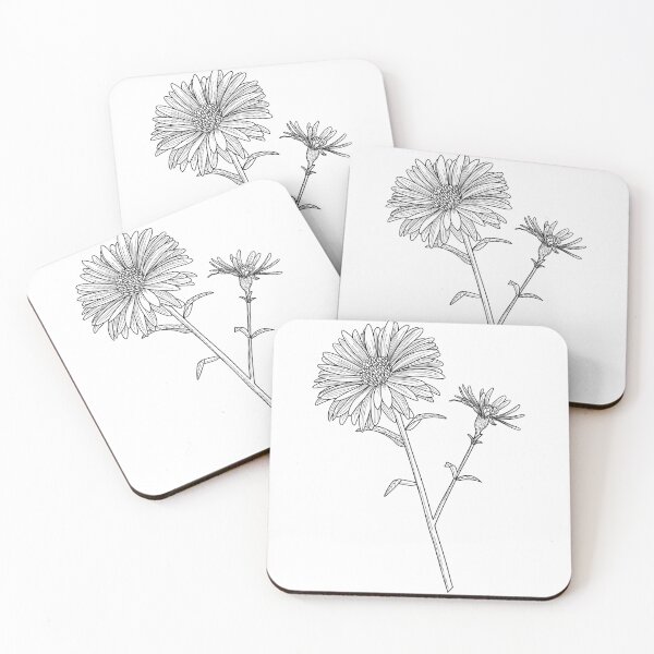 Item preview, Aster Flower Fine Line Drawing designed and sold by BluebellPainter.