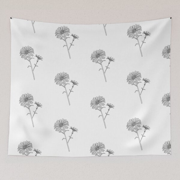 Item preview, Aster Flower Fine Line Drawing designed and sold by BluebellPainter.