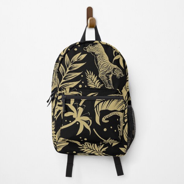 Item preview, Black & Gold tigers and tropical leaves designed and sold by wonderblue.