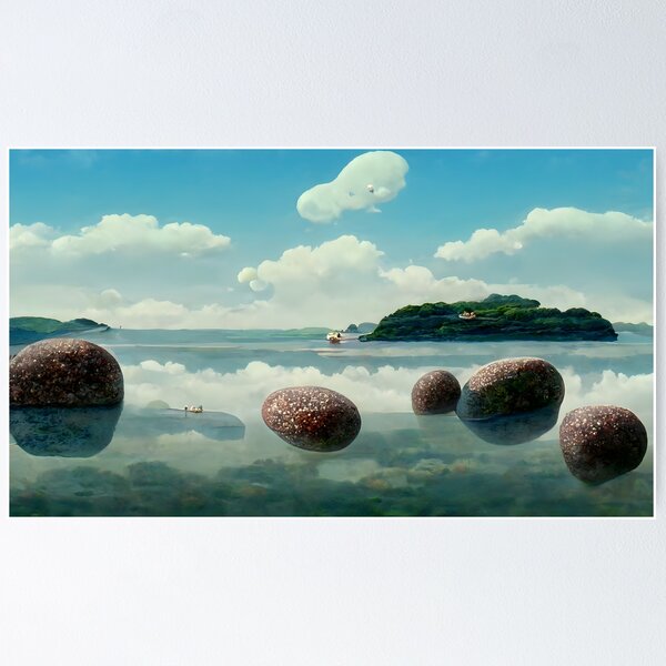 A hidden bay landscape (anime style) Poster