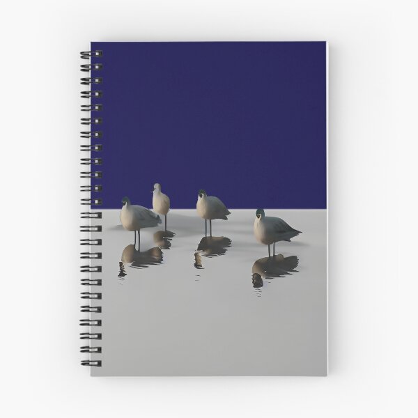 Item preview, Four water birds on a grey beach. Blue background designed and sold by janesg.