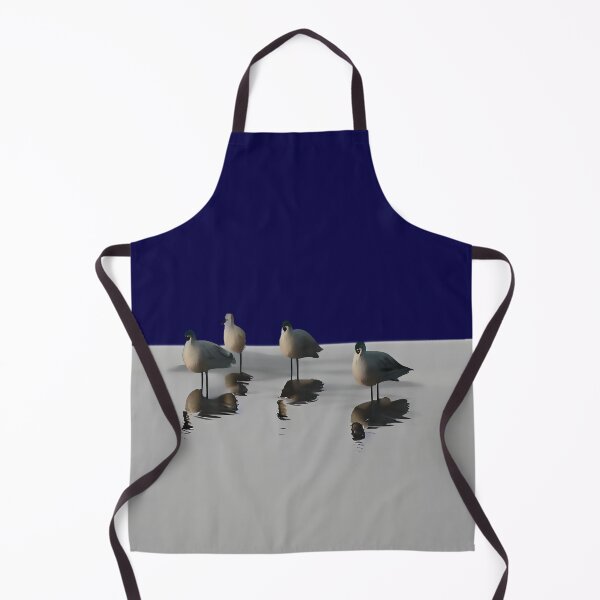 Item preview, Four water birds on a grey beach. Blue background designed and sold by janesg.