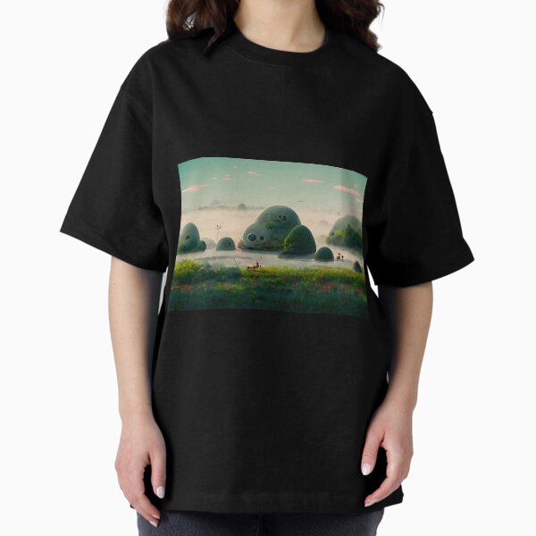 A serene and peaceful landscape (anime style) Oversized T-Shirt