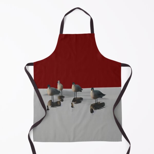 Item preview, Four water birds on a grey beach with red sunset background. Red background designed and sold by janesg.