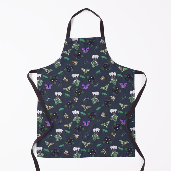 Item preview, Winter garden floral critters pattern, cyclamen, black pansies, moths and beetles (dark blue) designed and sold by Naty Design Prague.