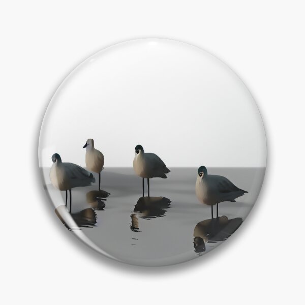 Item preview, Four water birds on a grey beach. White background designed and sold by janesg.