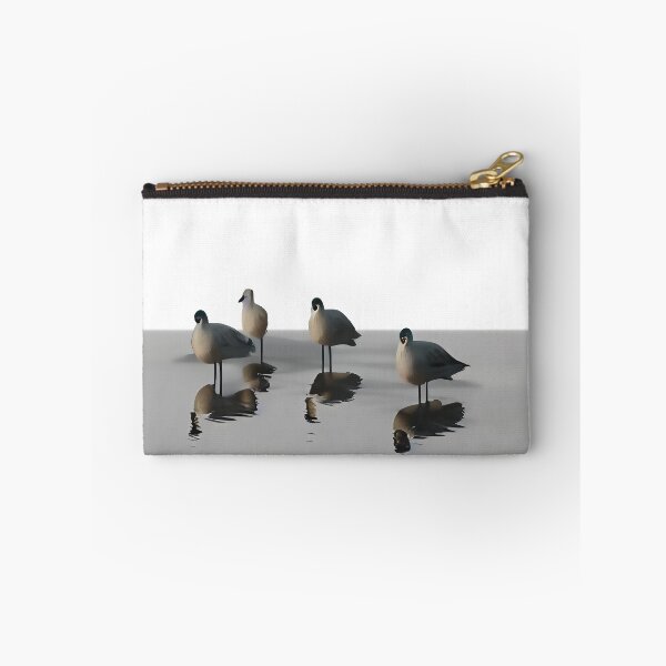 Item preview, Four water birds on a grey beach. White background designed and sold by janesg.