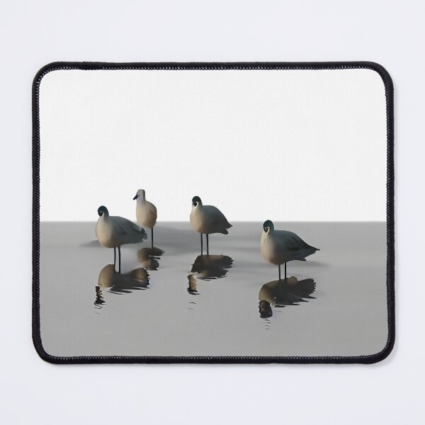 Item preview, Four water birds on a grey beach. White background designed and sold by janesg.