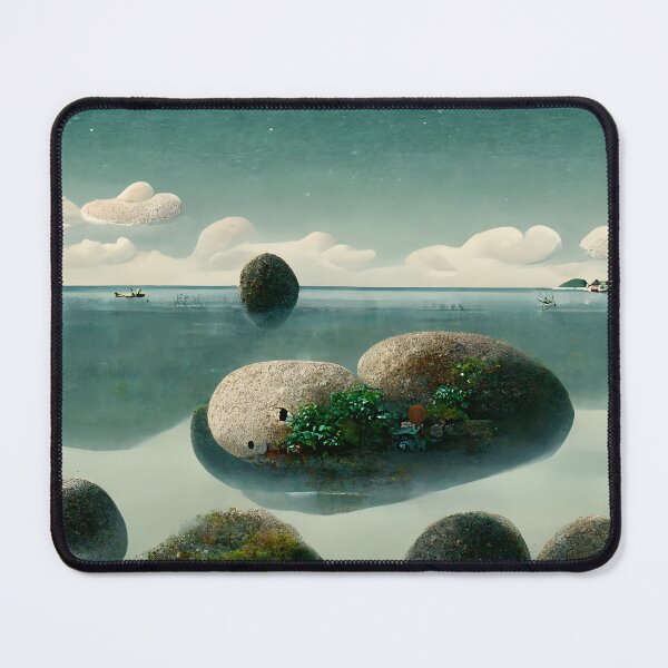 Item preview, A hidden bay landscape with cute little entities floating on the sea (anime style) designed and sold by BlackCube Labs.