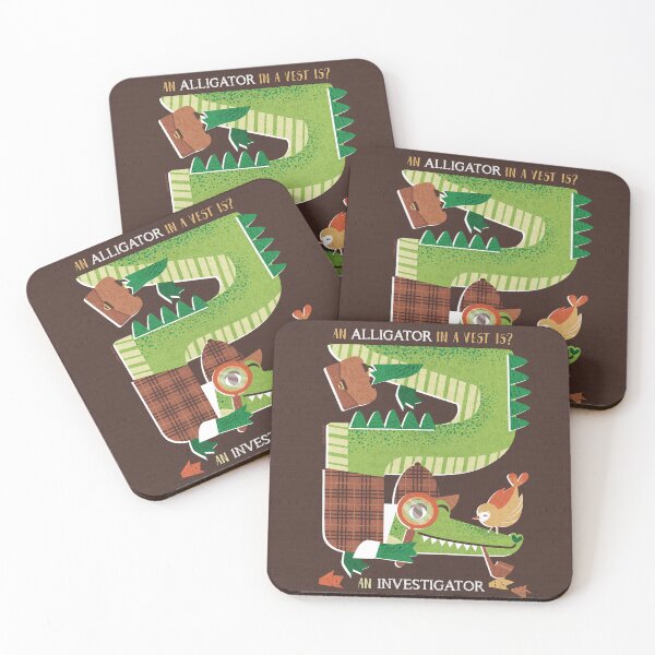 Item preview, Alligator investigator // expresso brown textured background green detective alligator  designed and sold by SelmaCardoso.