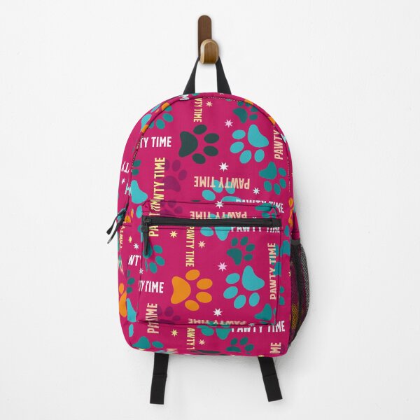 Item preview, pawty time – paw prints on raspberry seamless repeat pattern designed and sold by colorofmagic.