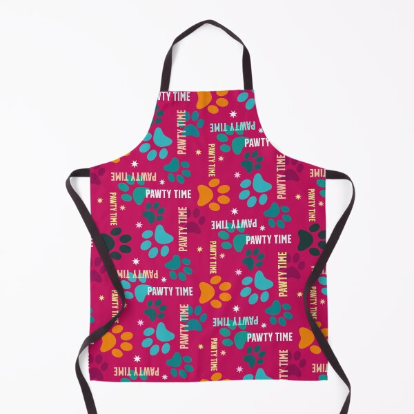 Item preview, pawty time – paw prints on raspberry seamless repeat pattern designed and sold by colorofmagic.