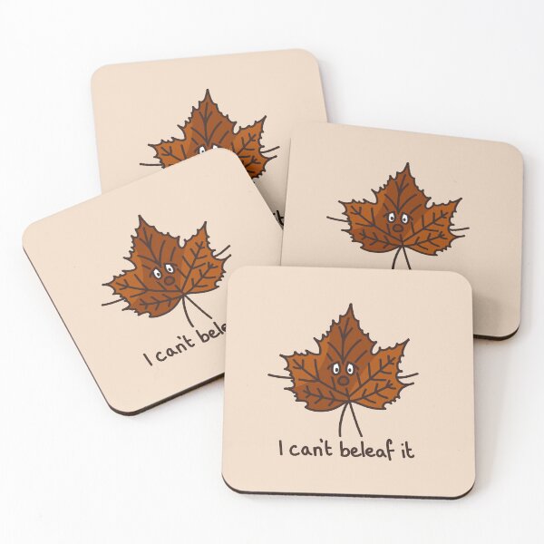Item preview, I can't beleaf it quote with cute face funny autumn leaf pun simple minimal cartoon maple tree  designed and sold by AlmightyClaire.
