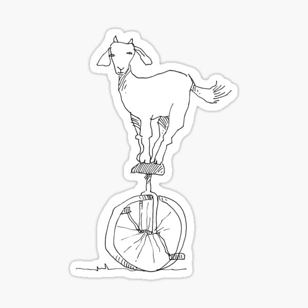 Goat on a unicycle Sticker