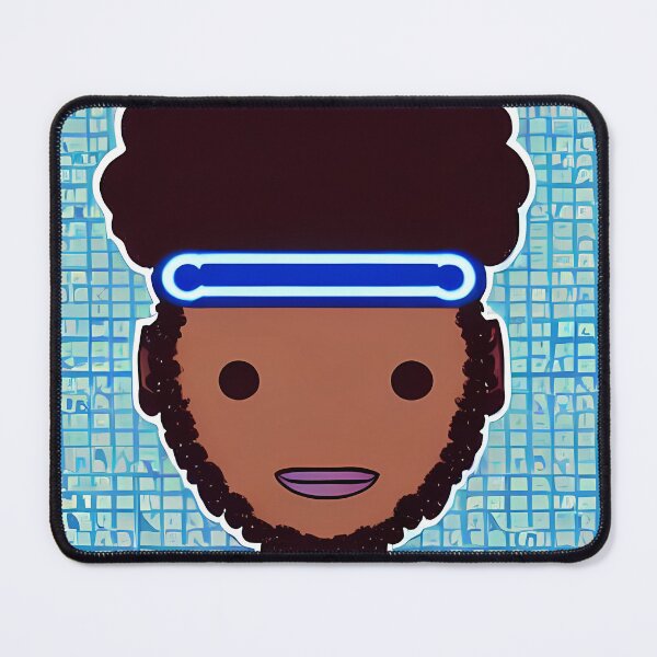 Item preview, Afro Young Man VR White & Blue Squares background, Abstract Comic Style Motif Pattern  (anime cartoon style,  wallpaper tile) designed and sold by Digital-Davinci.