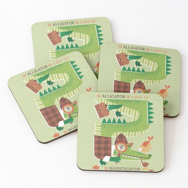 Item preview, Alligator investigator // honeydew green textured background green detective alligator  designed and sold by SelmaCardoso.