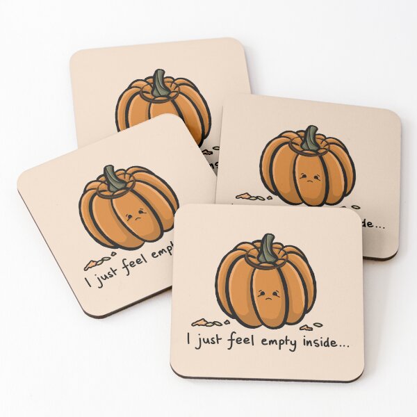 Item preview, I just feel empty inside funny carved pumpkin quote with cute sad face funny pumpkin play on words simple minimal cartoon gourd designed and sold by AlmightyClaire.