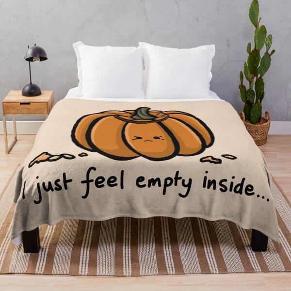 Item preview, I just feel empty inside funny carved pumpkin quote with cute sad face funny pumpkin play on words simple minimal cartoon gourd designed and sold by AlmightyClaire.