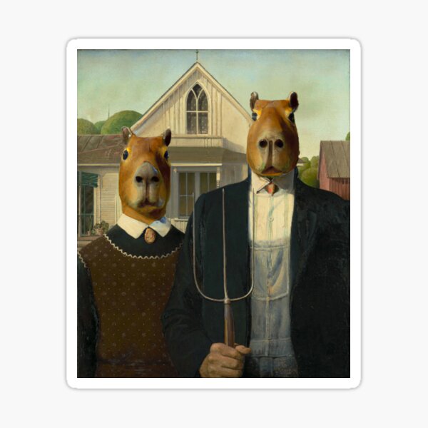 Item preview, American Gothic Capybara designed and sold by Nodrazir.